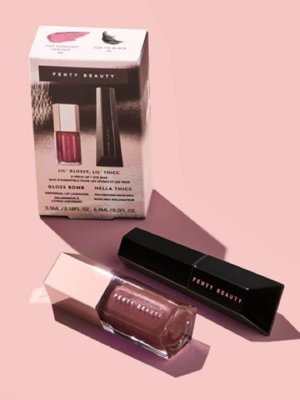 Fenty Beauty NIB Hot Chocolit Fantasy + Mini Black Mascara 2pc LIP + EYE DUO